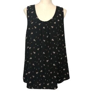 BUBBLE B USA Blouse Women's Size XL Black Multicolor Safari Print Sleeveless